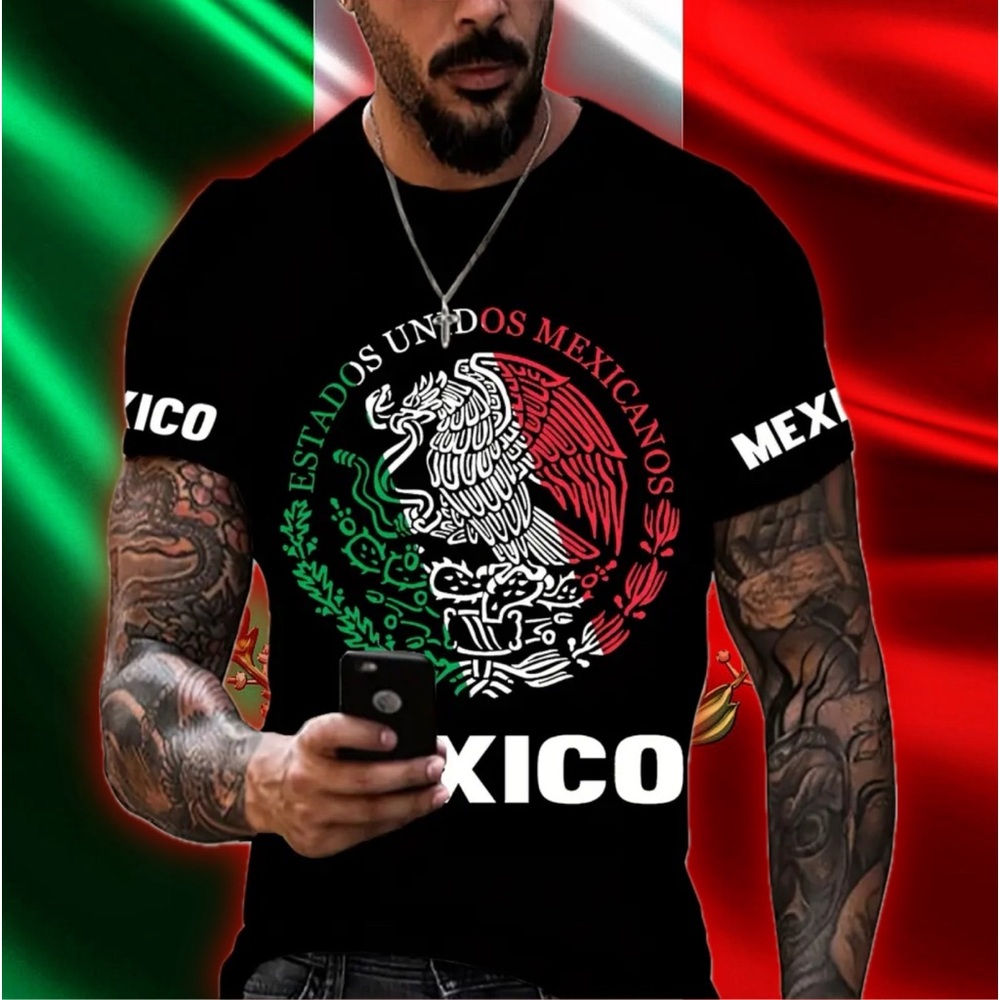 Patriot Pattern Men's Fashion Summer Round Neck T-shirt Creative Gift